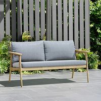 Amazonia Bedford Patio Sofa | Durable Outdoor and Indoor Furniture Made of Teak | Olefin Cushions, Light Brown