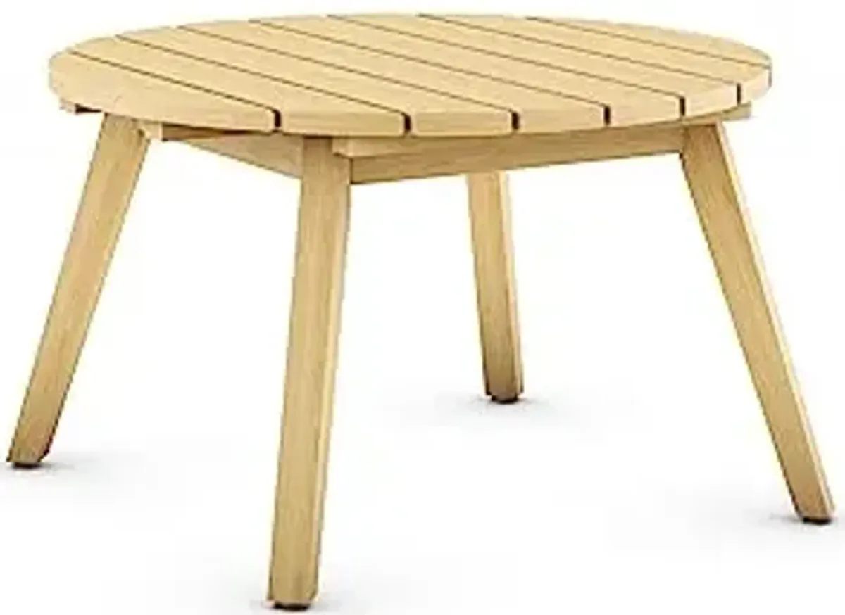 Amazonia Ashland Patio Round Side Table | Durable Eucalyptus with Teak Finish | Ideal for Indoors and Outdoors, Light Brown