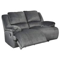 Signature Design by Ashley Clonmel Microfiber Manual Reclining Loveseat with Extra Wide Seats, Gray