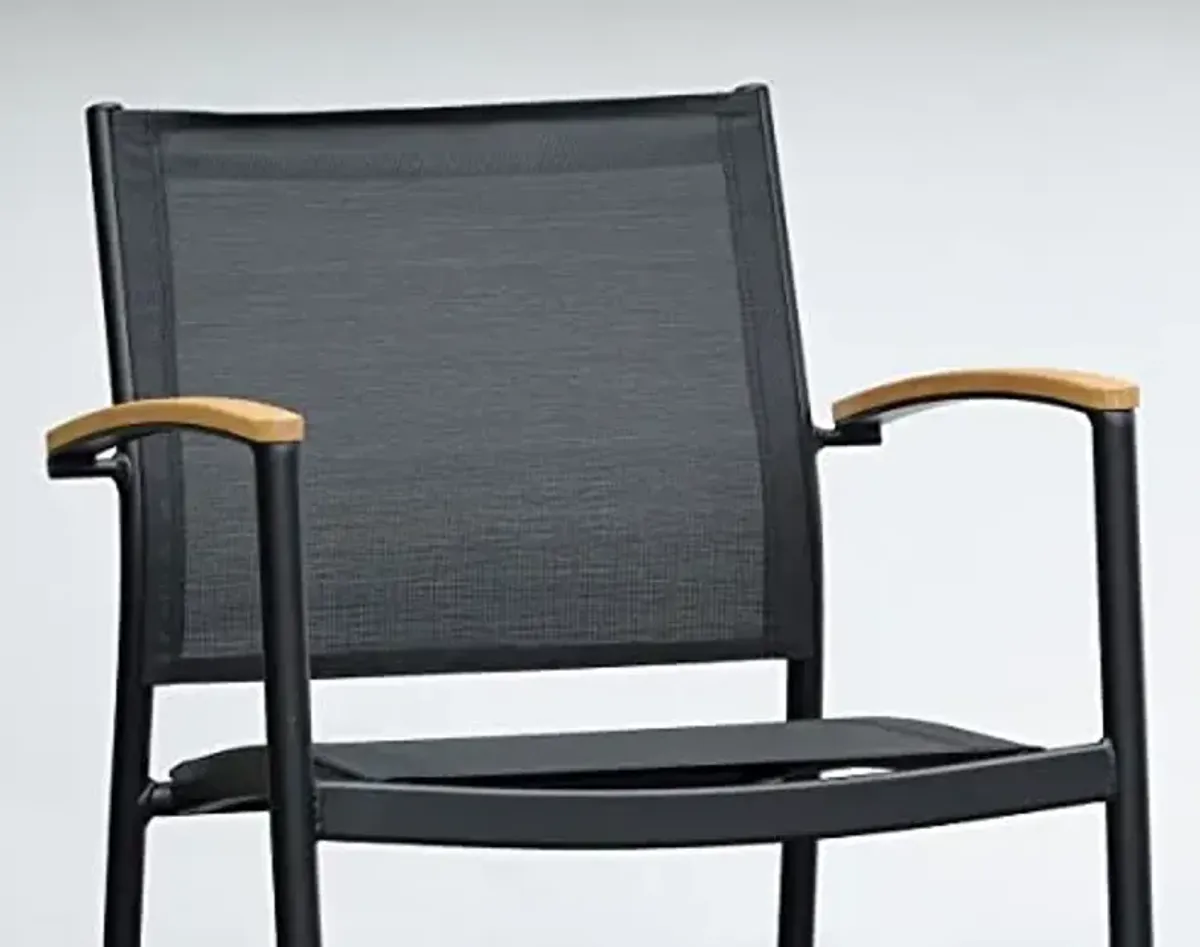 Amazonia Juliette Deluxe Stacking Sofa Chairs | Black and Quick Dry Sling Chairs | Durable and Ideal for Indoors and Outdoors (Set of 2)