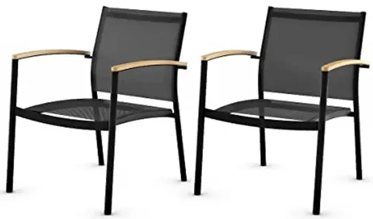 Amazonia Juliette Deluxe Stacking Sofa Chairs | Black and Quick Dry Sling Chairs | Durable and Ideal for Indoors and Outdoors (Set of 2)