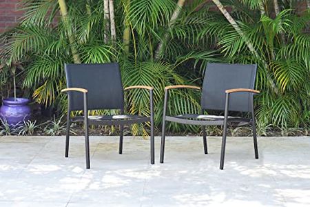 Amazonia Juliette Stacking Sofa Black and Sling Chairs | Ideal for Outdoors (Set of 2)