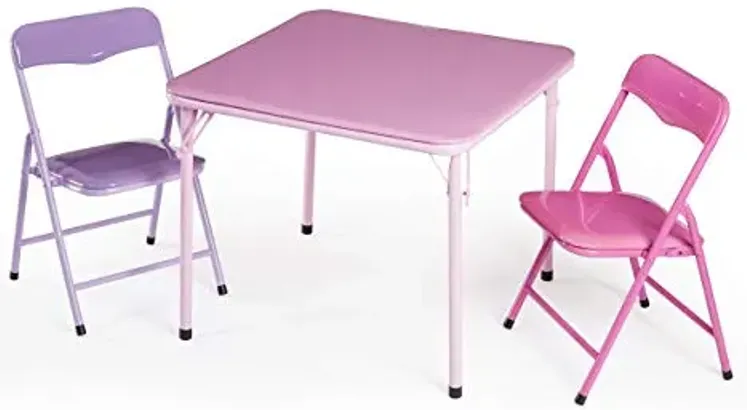 Heritage Kids Toddler Furniture Set | Kids Activity Table Chair Set Playroom Furniture Preschool Learning Compact Foldable Children's Table Small Size 3 Piece Pink