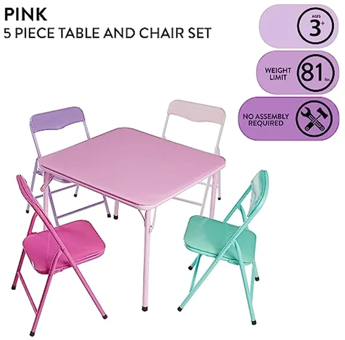 Heritage Kids 5Piece Table & Chair Set, Pink