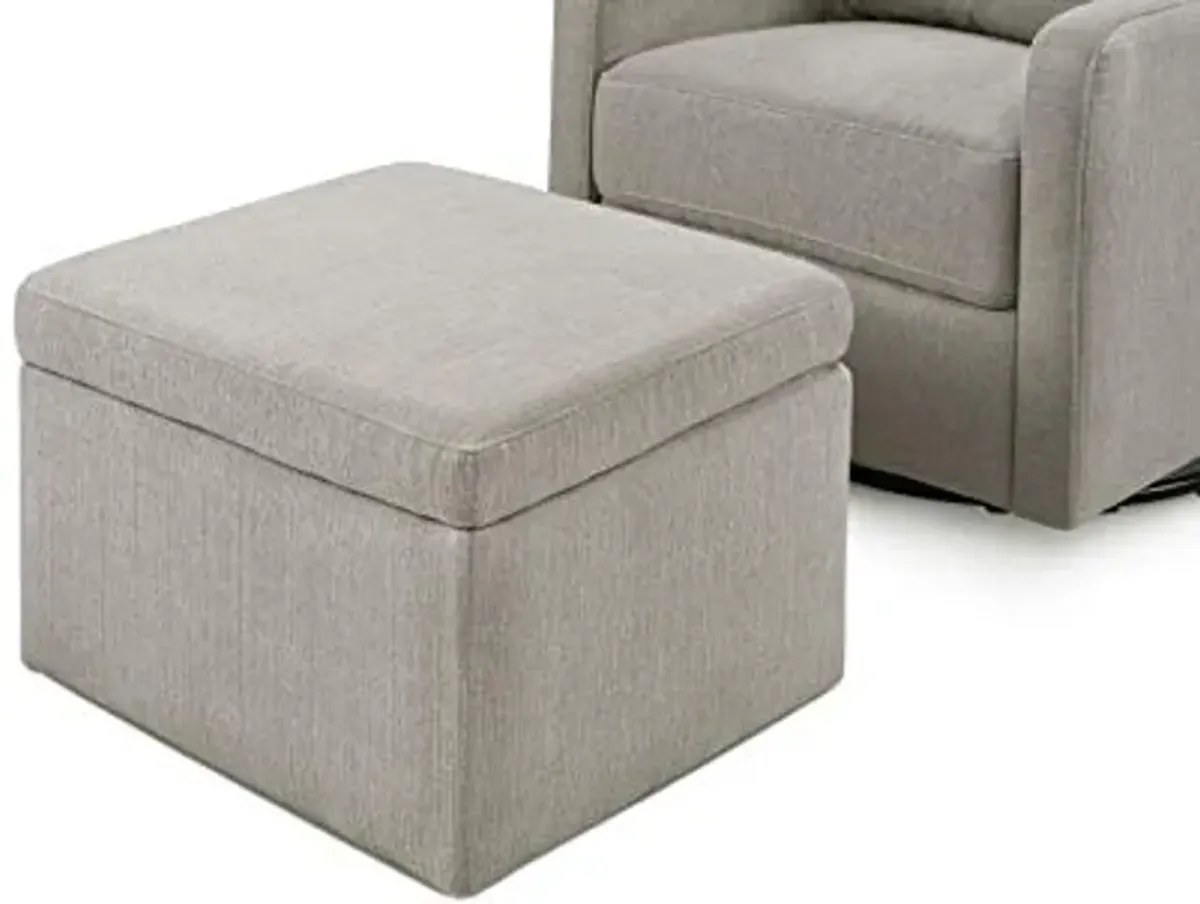 Carter's by DaVinci Adrian Swivel Glider with Storage Ottoman Performance Grey Linen, Water Repellent and Stain Resistant Fabric, Greenguard Gold & CertiPUR-US Certified