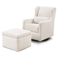 Carter's by DaVinci Adrian Swivel Glider with Storage Ottoman in Performance Cream Linen, Water Repellent and Stain Resistant, Greenguard Gold & CertiPUR-US Certified