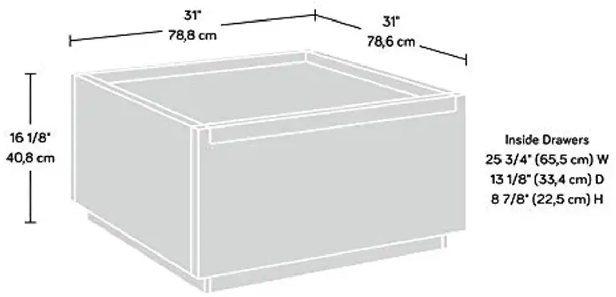 Sauder Manhattan Gate Square Coffee Table, Mystic Oak, 2 Drawers, Modern Farmhouse