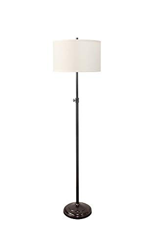 Urbanest Adjustable Height Windsor Floor Lamp, 51 1/2-inch Tall to 61 3/4-inch Tall, Oil-Rubbed Bronze Base with Off White Linen Classic Drum Shade