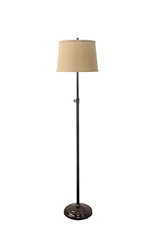 Urbanest Adjustable Height Windsor Floor Lamp, 51 1/2-inch Tall to 61 3/4-inch Tall, Oil-Rubbed Bronze Base with Natural Burlap French Drum Shade