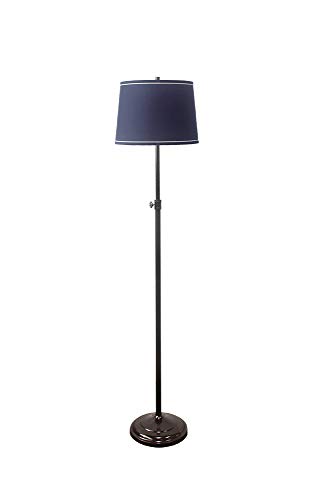 Urbanest Adjustable Height Windsor Floor Lamp, 51 1/2-inch Tall to 61 3/4-inch Tall, Oil-Rubbed Bronze Base with French Drum Shade, Navy Blue with White Trim