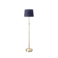 Urbanest Adjustable Height Windsor Floor Lamp, 51 1/2-inch Tall to 61 3/4-inch Tall, Antique Brass Base with French Drum Shade, Navy Blue with White Trim