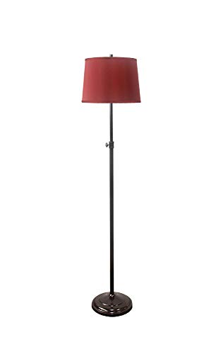 Urbanest Adjustable Height Windsor Floor Lamp, 51 1/2-inch Tall to 61 3/4-inch Tall, Oil-Rubbed Bronze Base with Burgundy Silk French Drum Shade