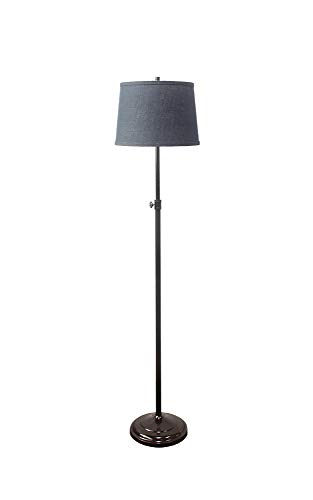 Urbanest Adjustable Height Windsor Floor Lamp, 51 1/2-inch Tall to 61 3/4-inch Tall, Oil-Rubbed Bronze Base with Navy Blue Burlap French Drum Shade