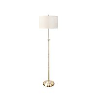 Urbanest Adjustable Height Windsor Floor Lamp, 51 1/2-inch Tall to 61 3/4-inch Tall, Antique Brass Base with Off White Linen Classic Drum Shade