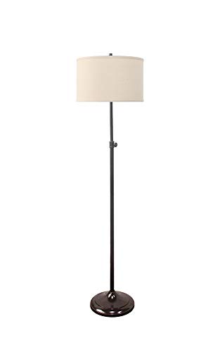 Urbanest Adjustable Height Windsor Floor Lamp, 51 1/2-inch Tall to 61 3/4-inch Tall, Oil-Rubbed Bronze Base with Natural Linen Classic Drum Shade