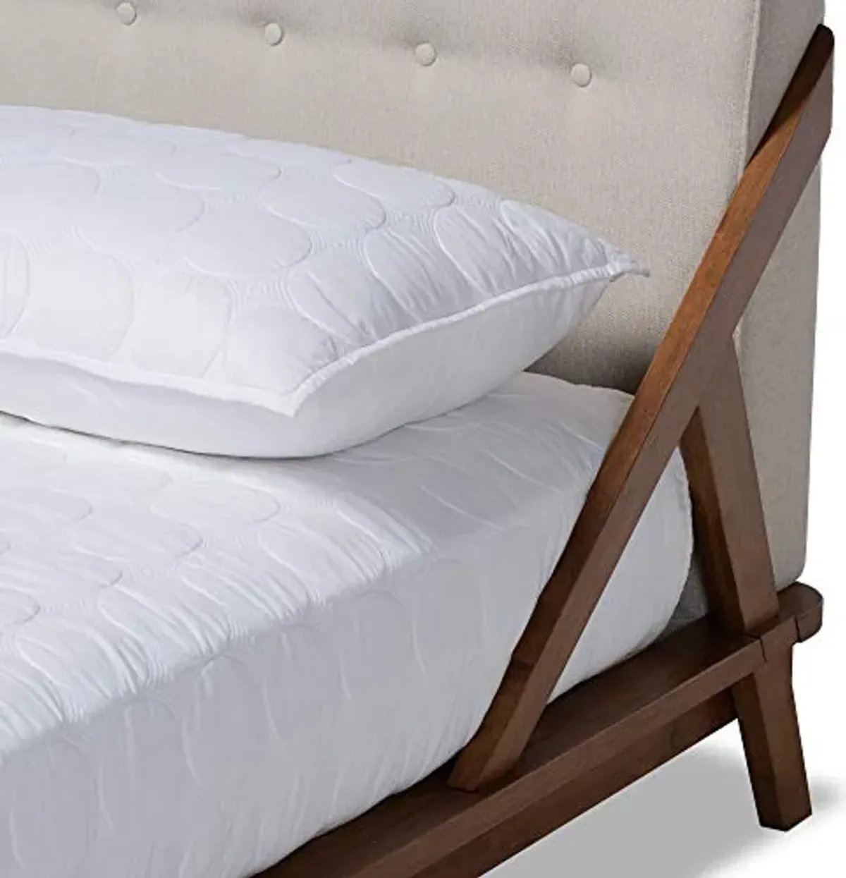 Baxton Studio Beds (Platform), Double, Beige/Walnut