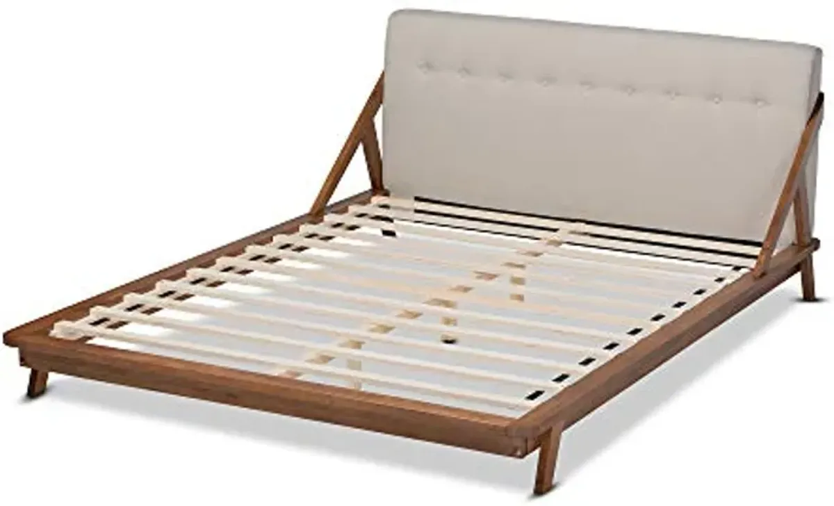 Baxton Studio Beds (Platform), Double, Beige/Walnut