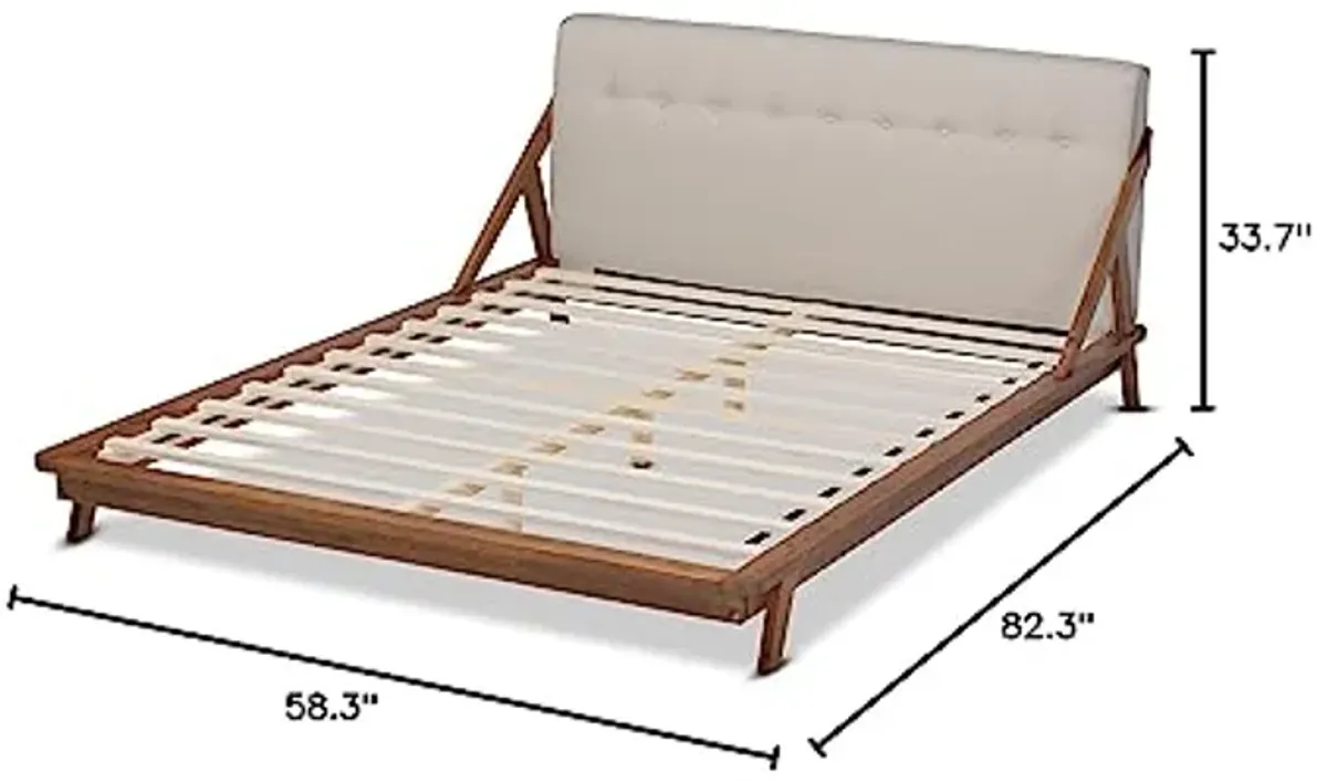 Baxton Studio Beds (Platform), Double, Beige/Walnut