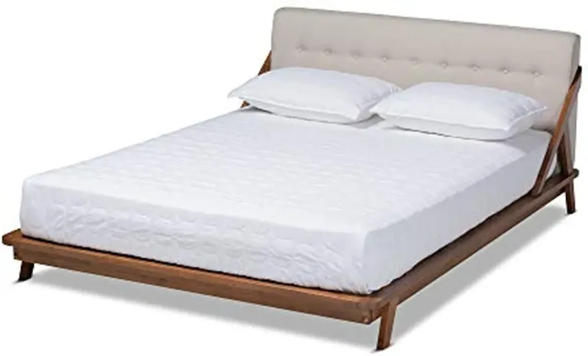 Baxton Studio Beds (Platform), Double, Beige/Walnut