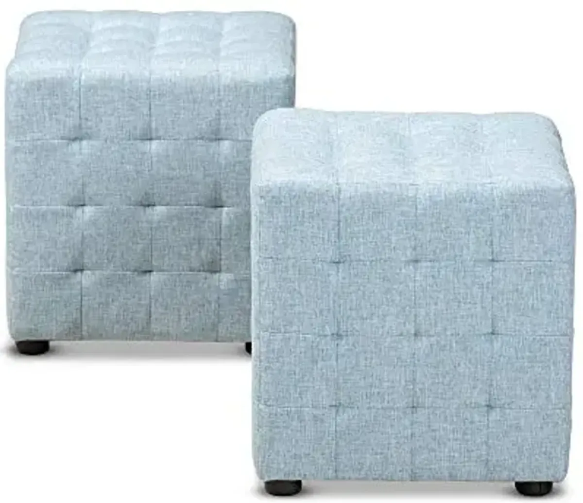Baxton Studio Ottomans, One Size, Light Blue