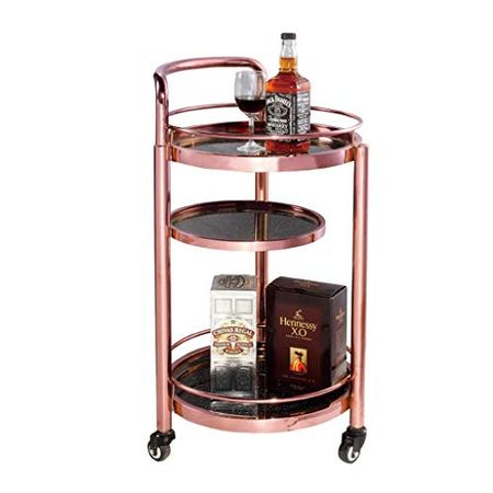 Hotel Service Car, Three Floors Solid Wood/Glass Wine Cart, Stainless Steel Rolling Storage Dining Cart, Luxury Hotel & Restaurant Furnishing Furniture Serving Table