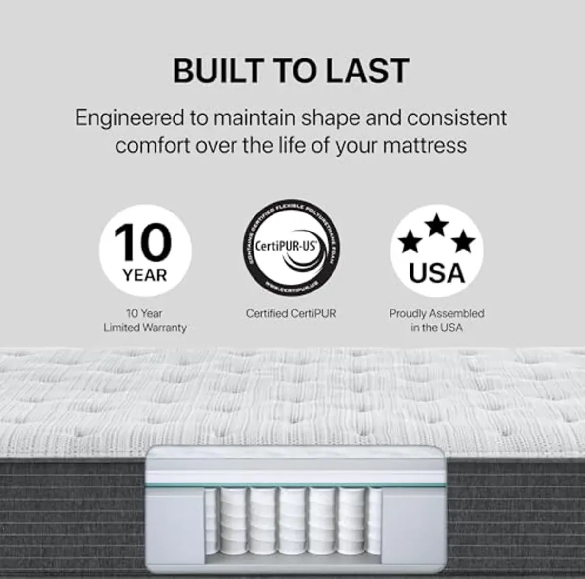 Beautyrest Silver BRS900 12.25” Medium Queen Mattress, Cooling Technology, Supportive, CertiPUR-US, 100-Night Sleep Trial, 10-Year Limited Warranty,White