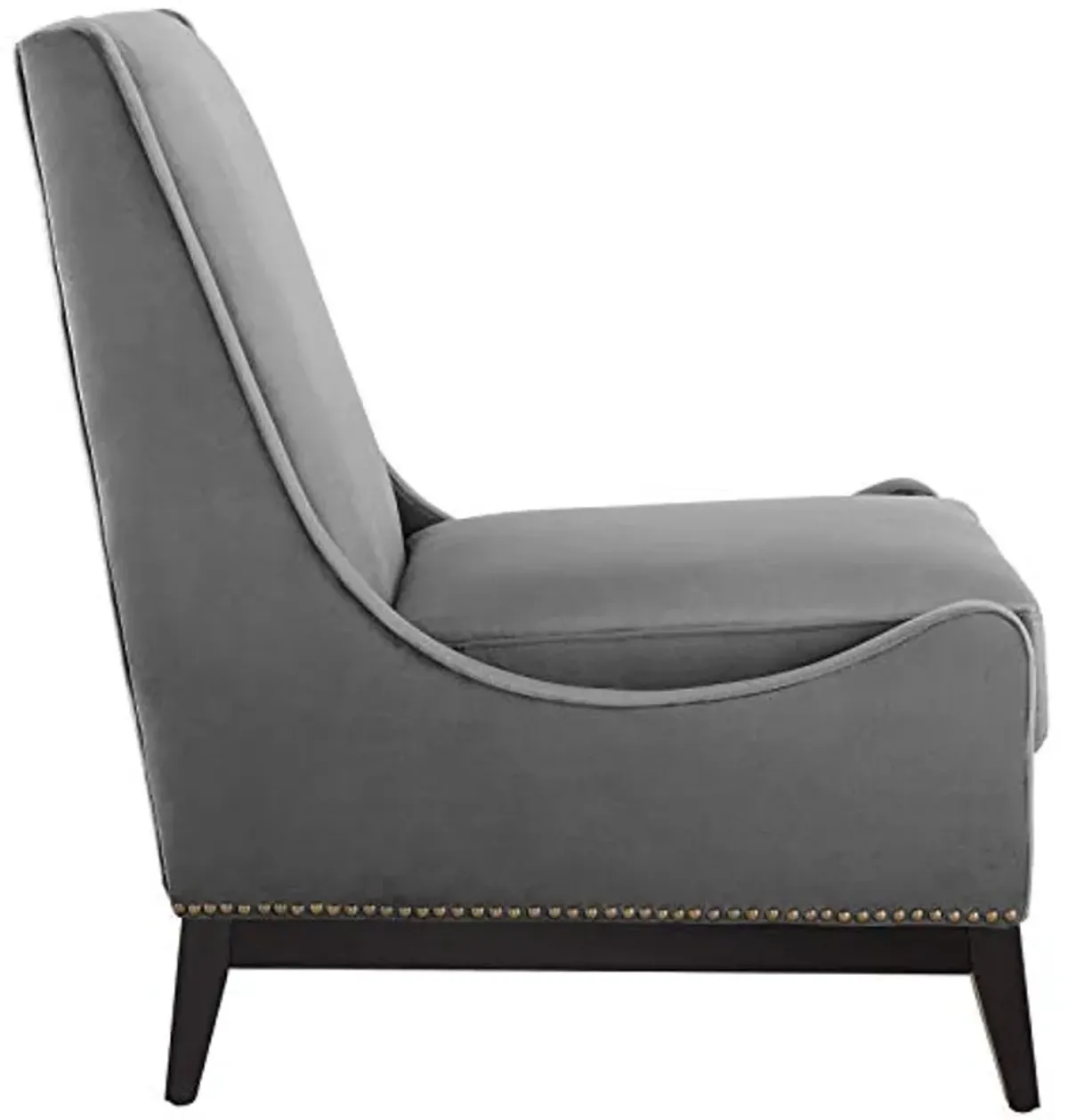 Modway Confident Performance Velvet Accent Lounge Living Room Chair in Gray