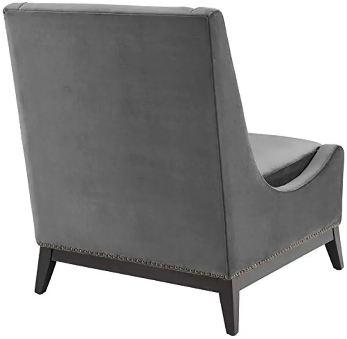 Modway Confident Performance Velvet Accent Lounge Living Room Chair in Gray