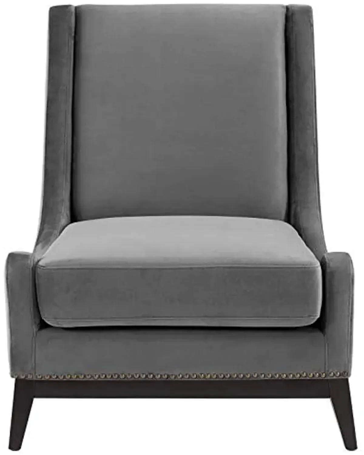 Modway Confident Performance Velvet Accent Lounge Living Room Chair in Gray