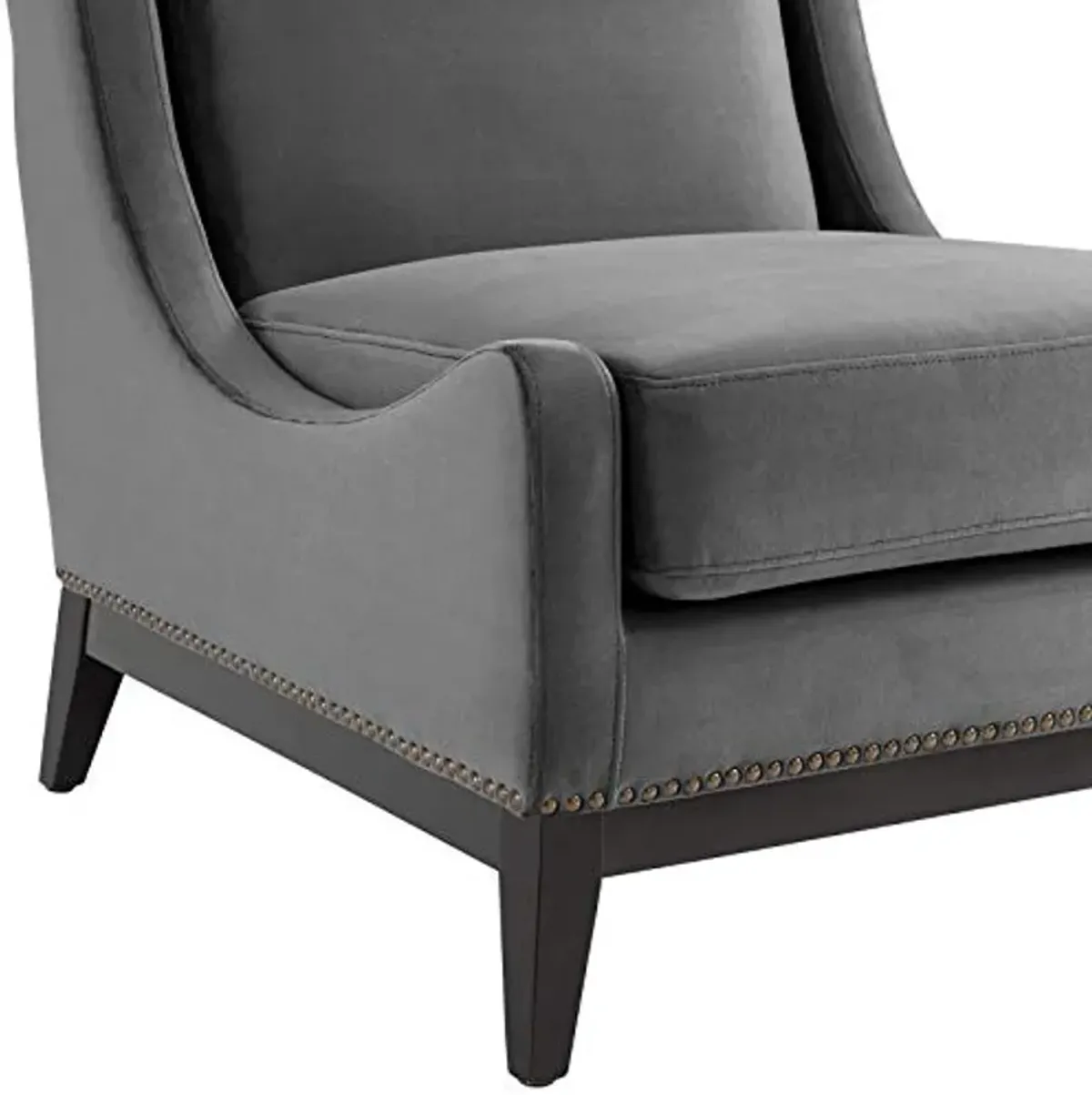 Modway Confident Performance Velvet Accent Lounge Living Room Chair in Gray