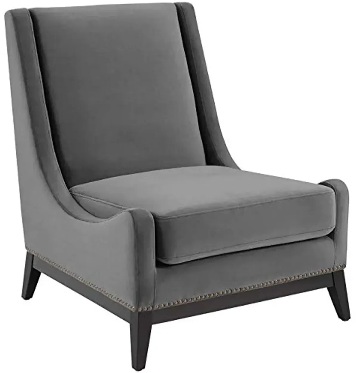 Modway Confident Performance Velvet Accent Lounge Living Room Chair in Gray