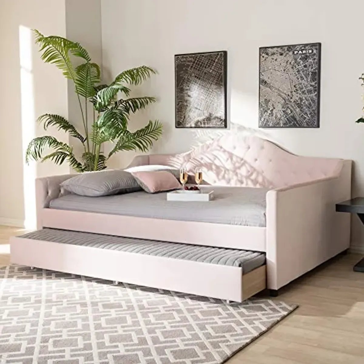 Baxton Studio Daybeds, Full, Light Pink