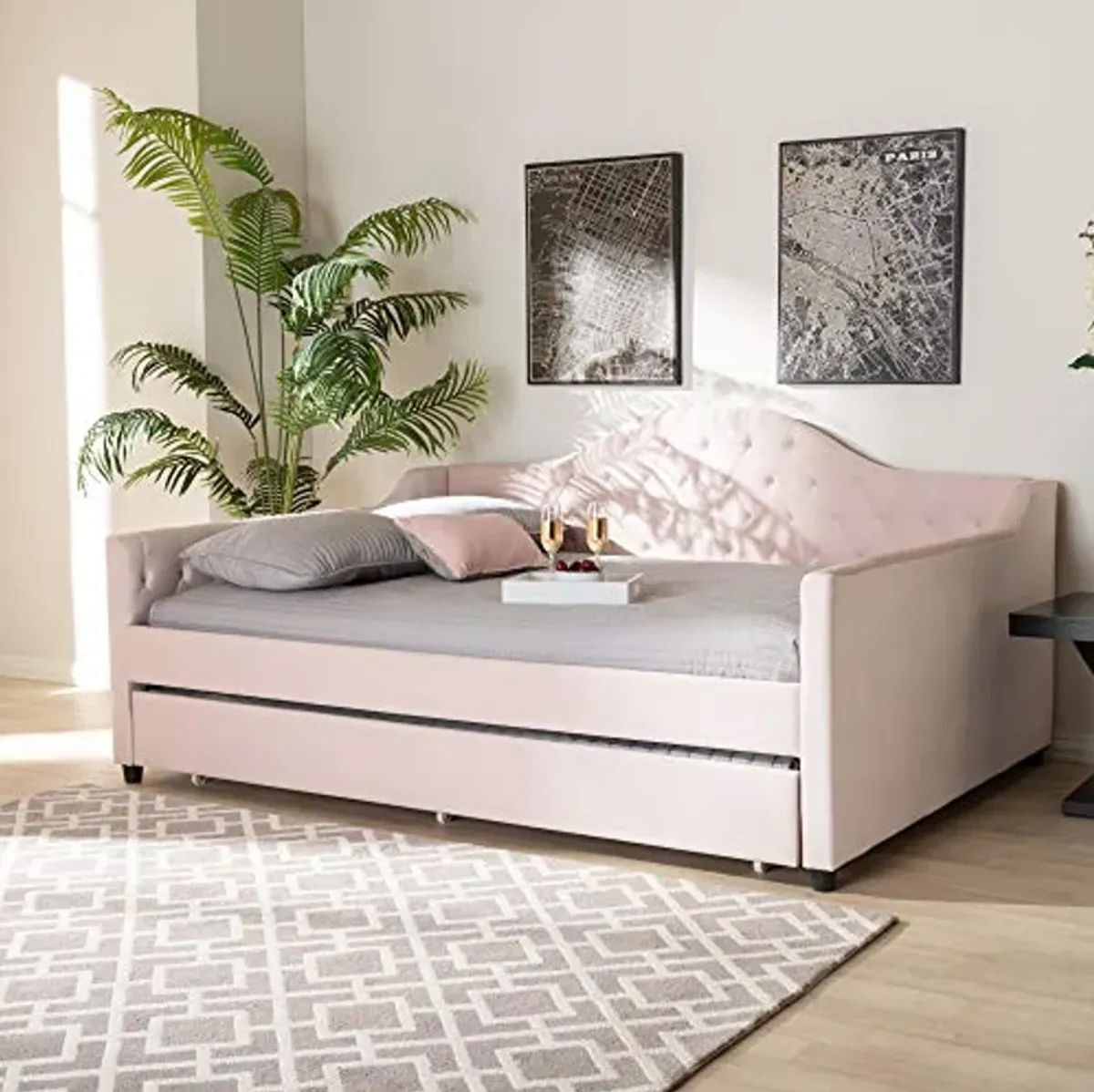 Baxton Studio Daybeds, Full, Light Pink