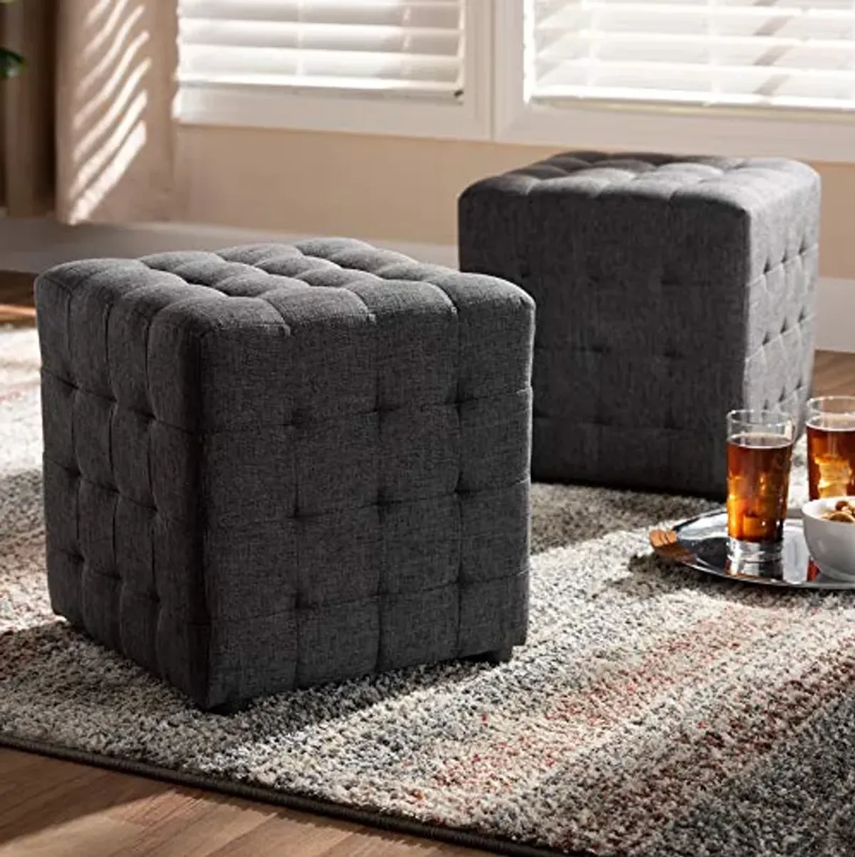 Baxton Studio Ottomans, One Size, Charcoal