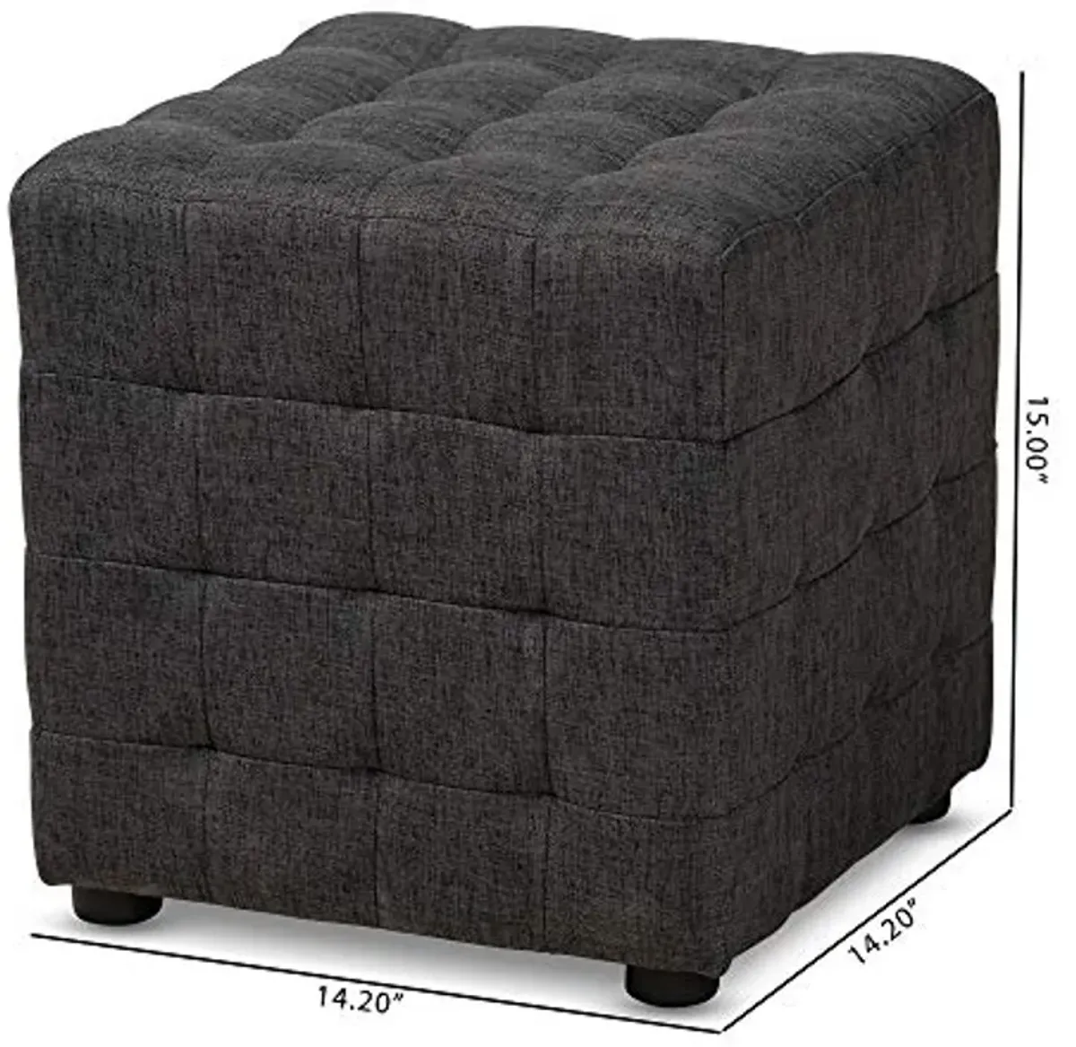 Baxton Studio Ottomans, One Size, Charcoal