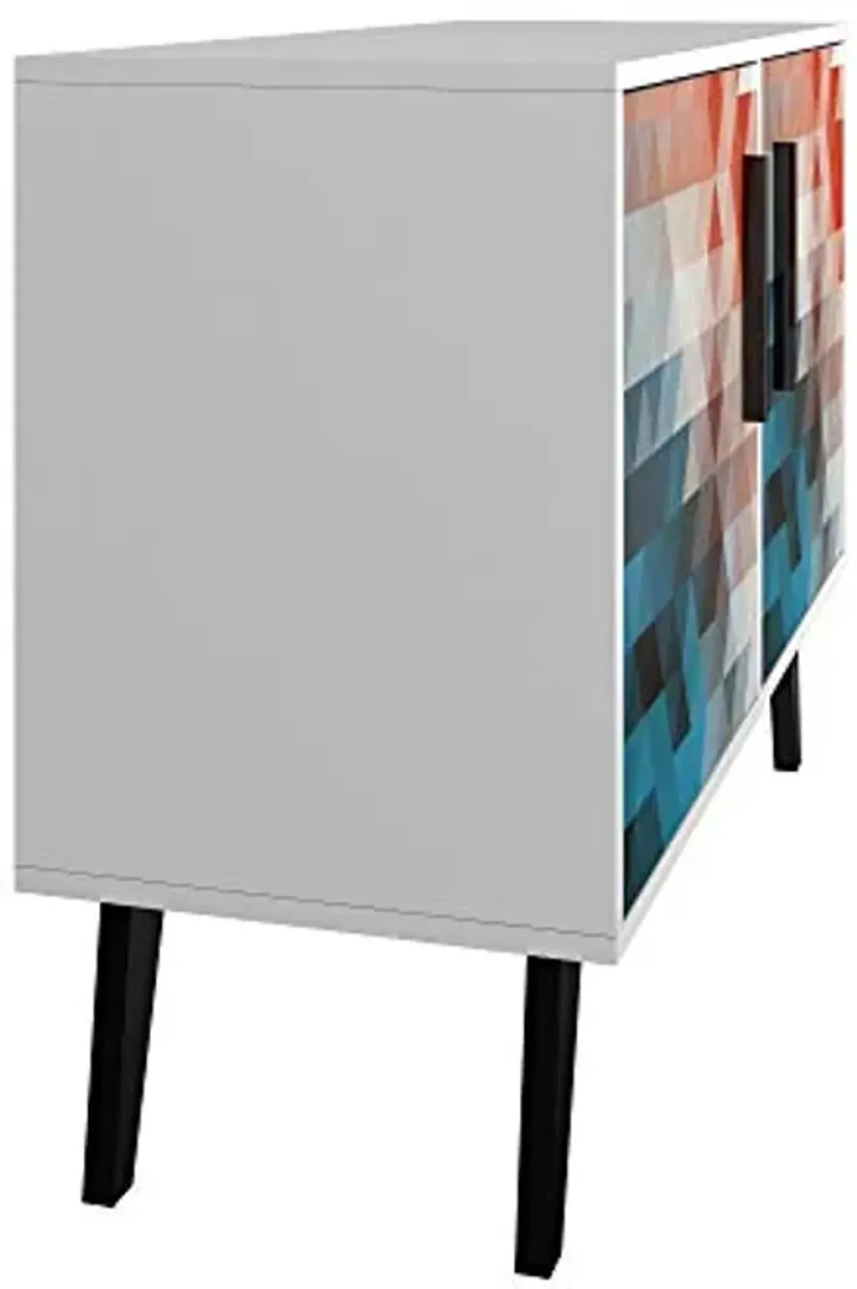 Manhattan Comfort Amsterdam Modern 3 Shelf Living Room Side Table, Red/Blue