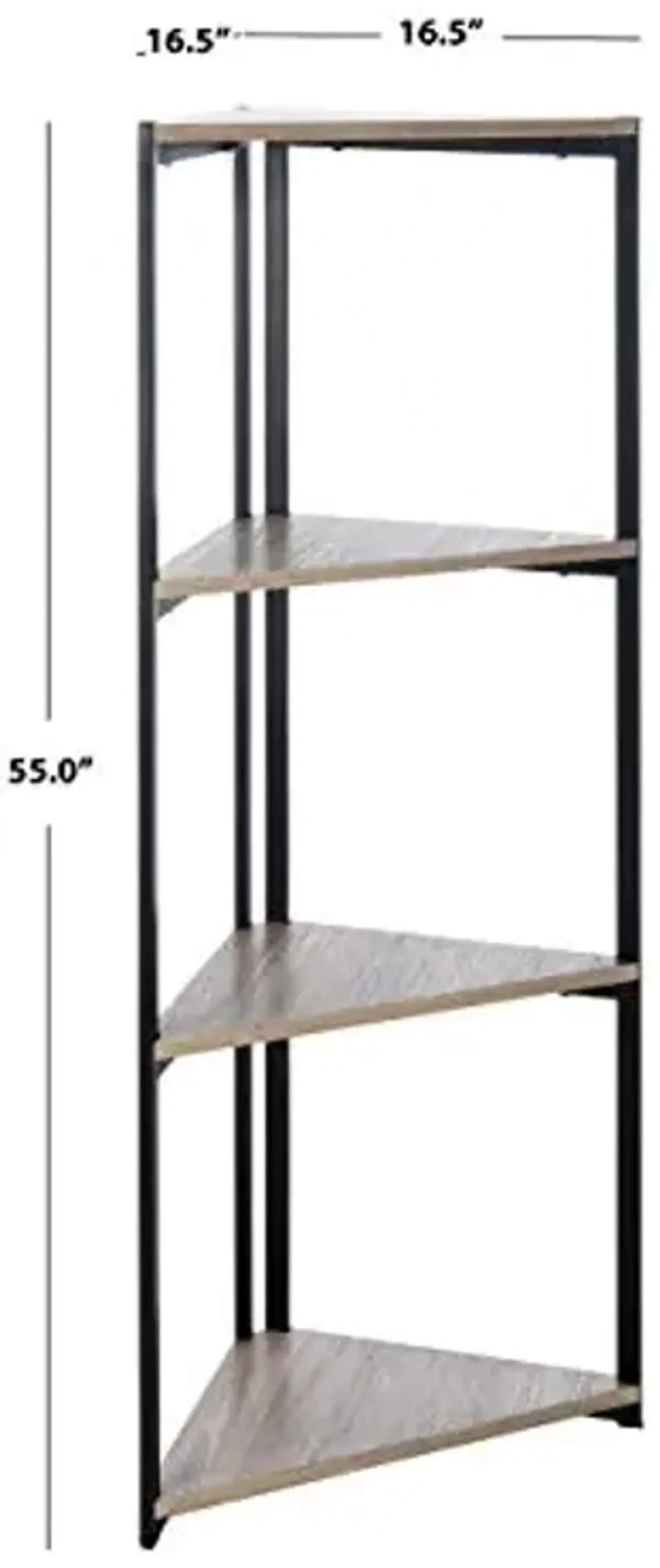 Safavieh Home Logan Light Grey Oak and Black 4-tier Corner Bookshelf