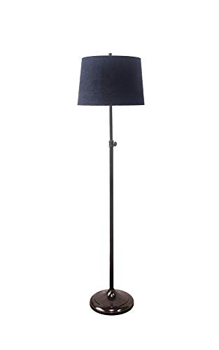 Urbanest Adjustable Height Windsor Floor Lamp, 51 1/2-inch Tall to 61 3/4-inch Tall, Oil-Rubbed Bronze Base with Navy Blue Suede French Drum Shade
