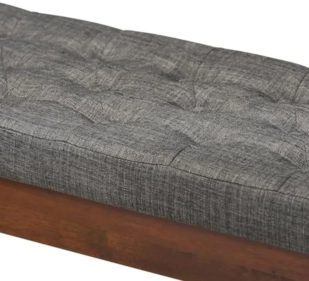 Baxton Studio Alona Mid-Century Modern Medium Grey Fabric Upholstered Wood Dining Bench