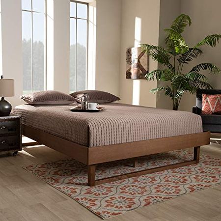 Baxton Studio Bed Frame, Double, Brown