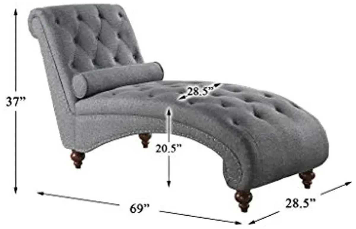 Homelegance Velvet Chaise Lounge, Gray