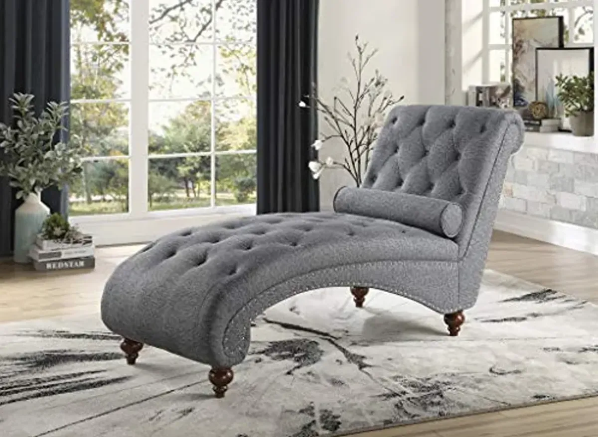 Homelegance Velvet Chaise Lounge, Gray