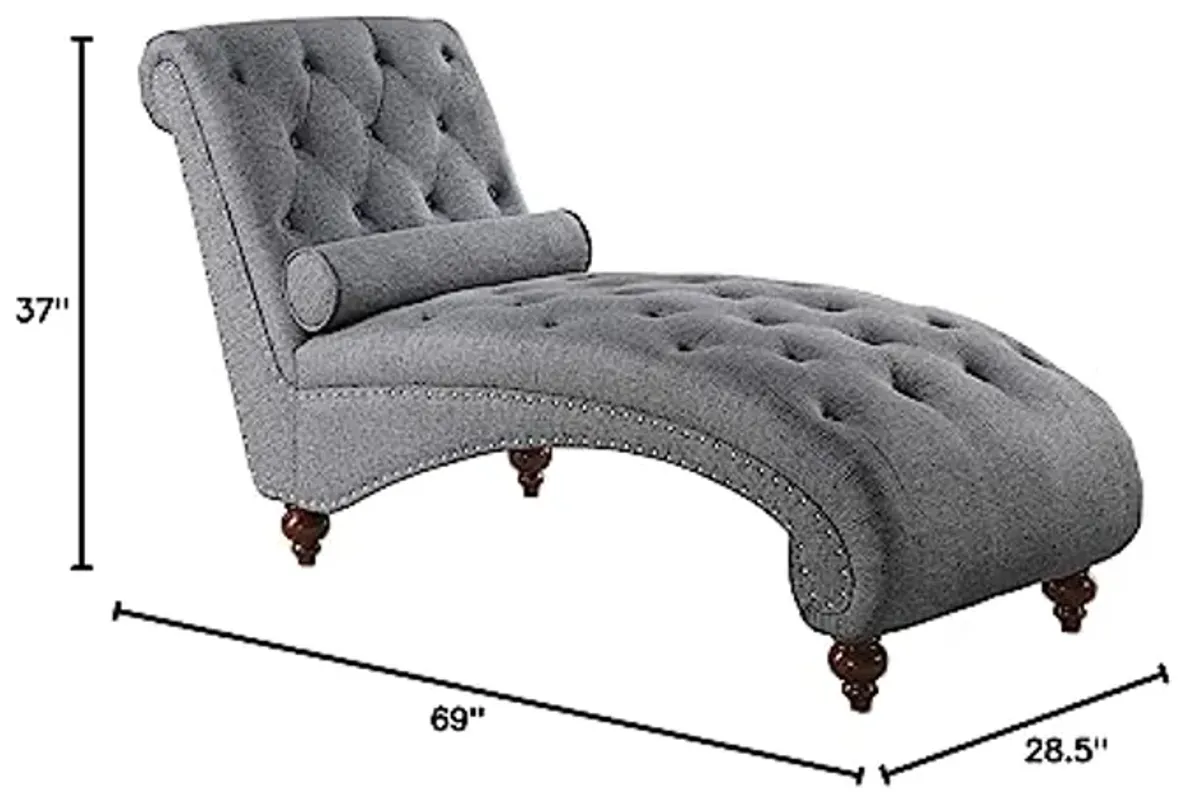 Homelegance Velvet Chaise Lounge, Gray