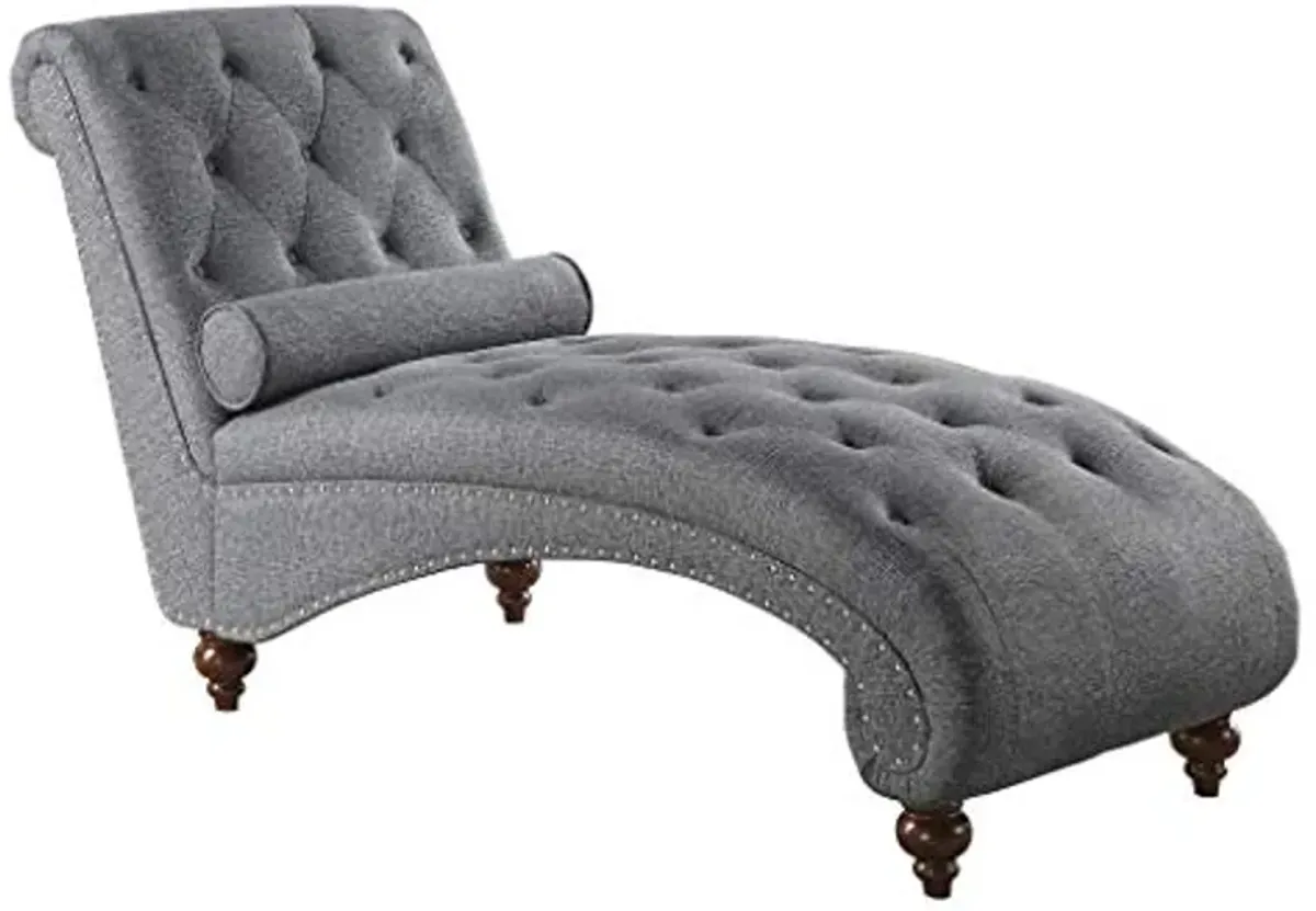 Homelegance Velvet Chaise Lounge, Gray