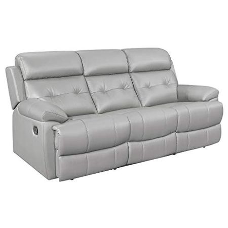 Homelegance 84" Manual Double Reclining Sofa, Silver Gray