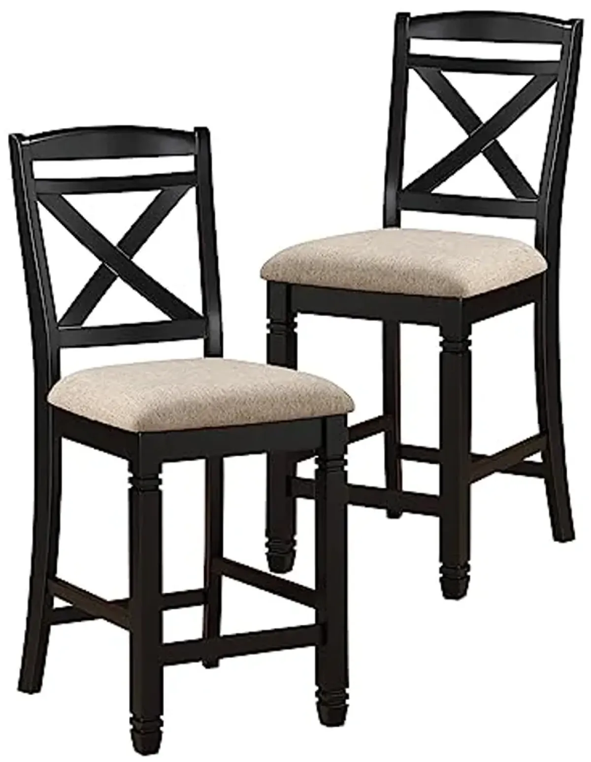 Homelegance Two-Tone Counter Height Chair (Set of 2), Black/Natural