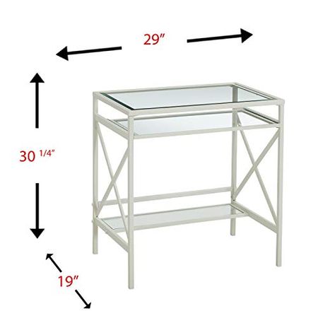 Southern Enterprises Elvan Metal & Glass Small-Space Desk, White