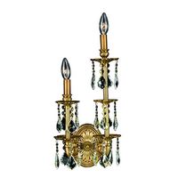 Elegant Lighting Wall Sconce Marseille 2-Light French Gold Royal Cut Crystal New E12 Cand