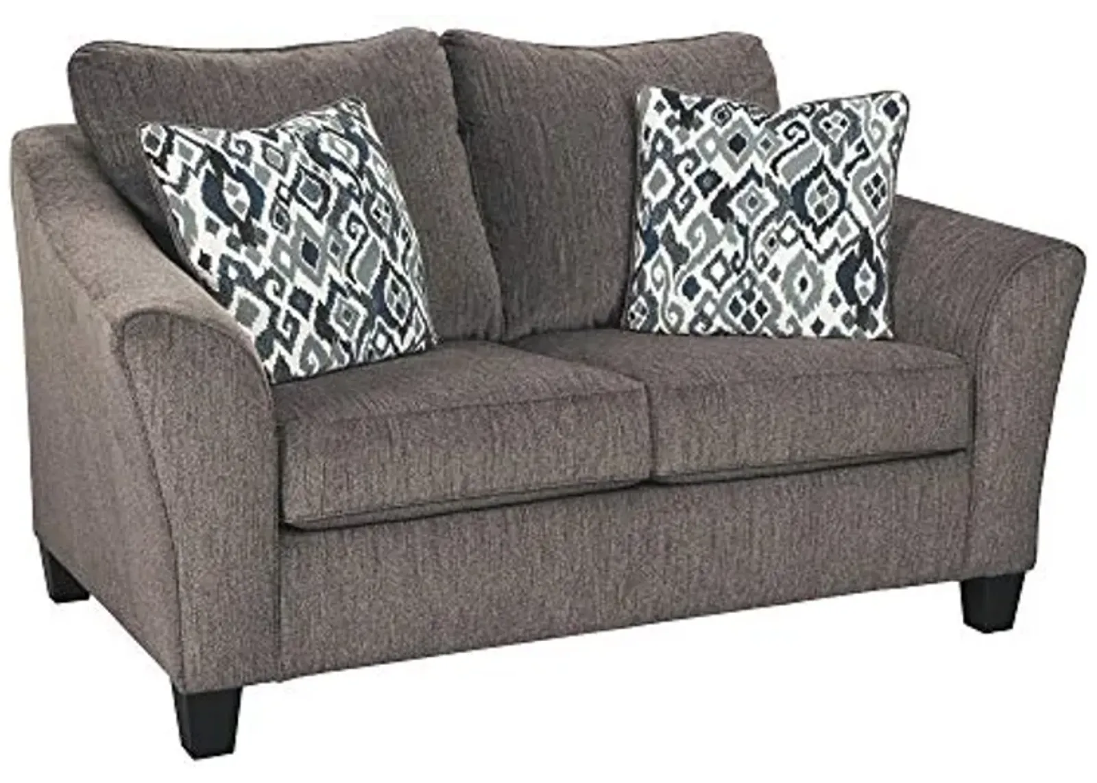 Signature Design by Ashley Nemoli Contemporary Chenille Loveseat with 2 Accent Pillows, Gray