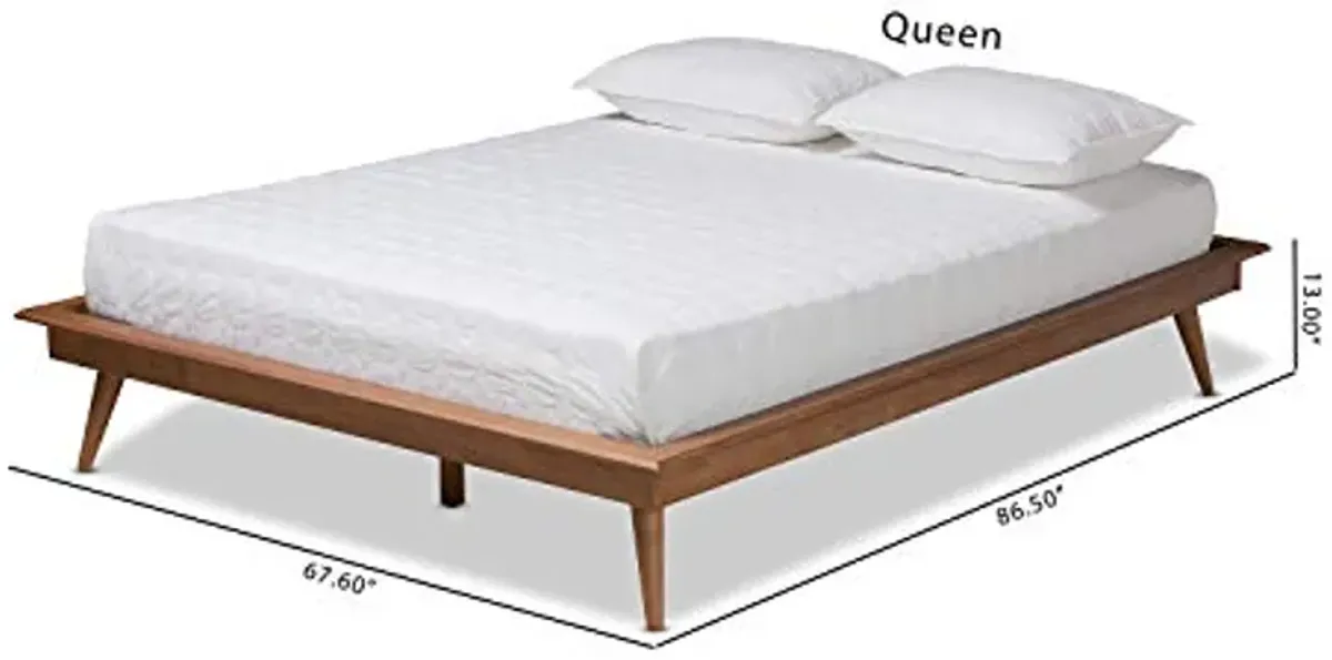 Baxton Studio Karine Mid-Century Modern Walnut Brown Finished Wood King Size Platform Bed Frame